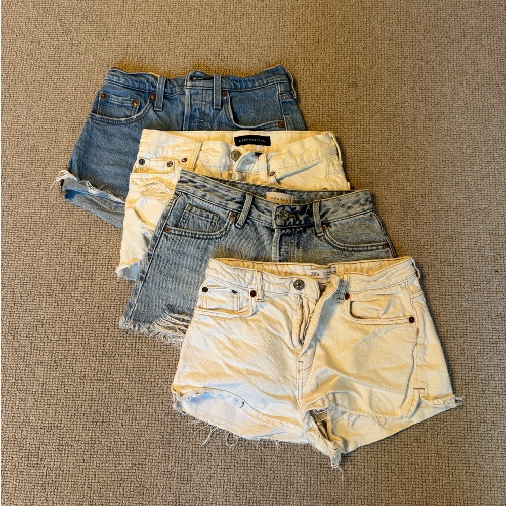 Jean Shorts Bundle (Size W24); Mix of White and Blue